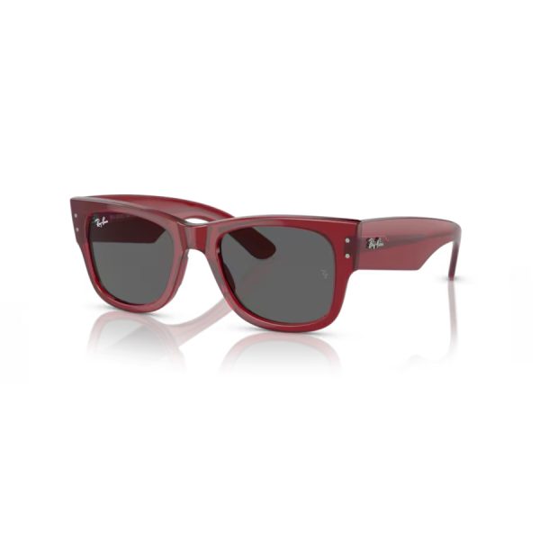 Sol Ray-ban 0840S Mega wayfarer color 6679B1 - Rojo transparente con lente Gris oscuro