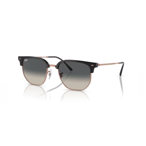 Sol Ray-Ban 4416 - New Clubmaster color 672071 - Gris oscuro sobre oro rosa con lente gris