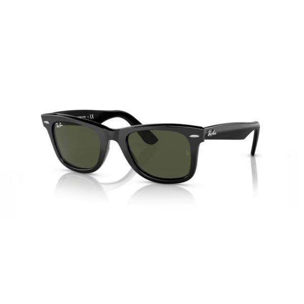 Sol Ray-ban Wayfarer 2140 color 135831 - Negro con lente verde