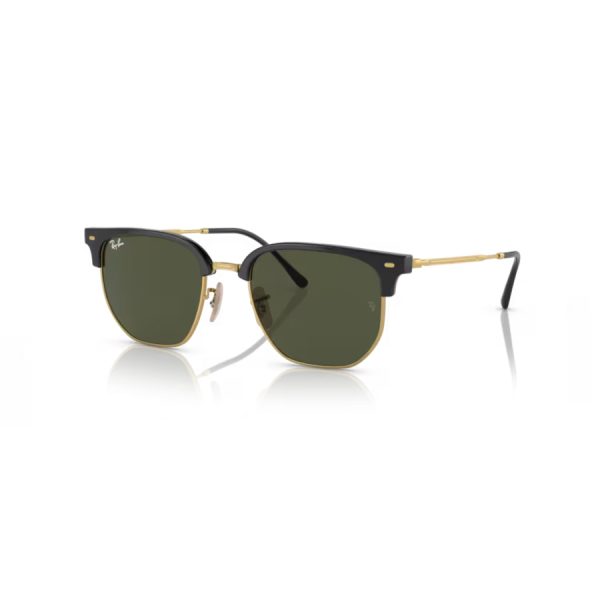 Sol Ray-Ban 4416 - New Clubmaster 601/31 - Negro sobre dorado con lente verde